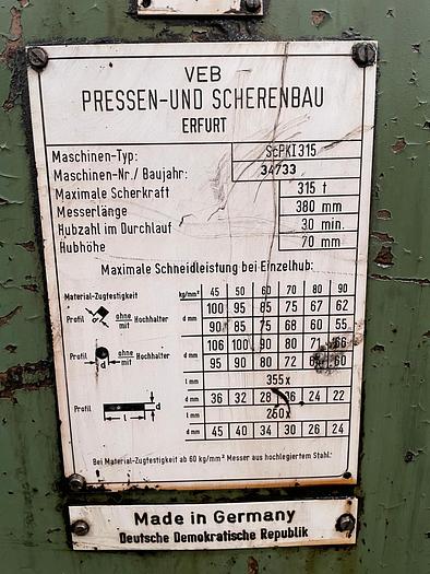 Used Billet Shear WMW Erfurt SCPKI315