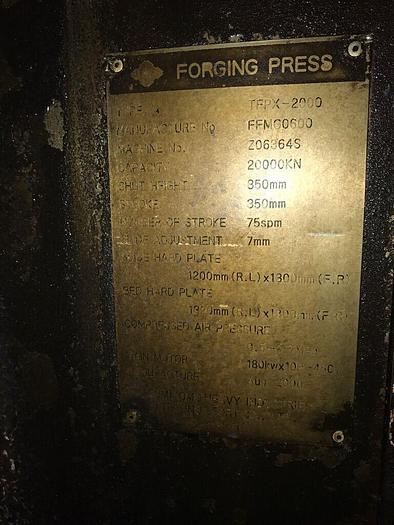 Used Hot Forging Line Sumitomo TFPX-2000