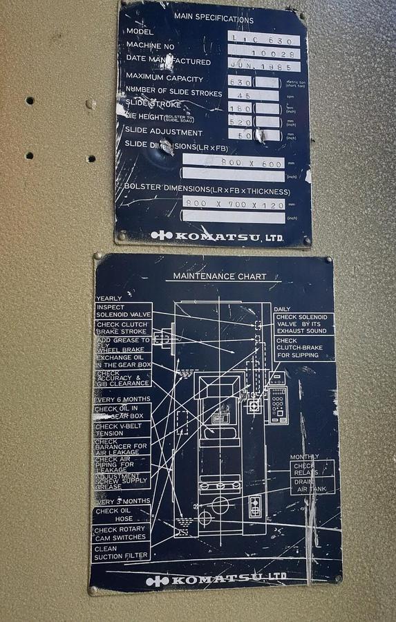 Used 630 tons Press Knuckle Joint Coining Komatsu LIC630