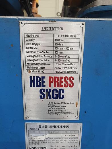 Used Press Forging Open Die Hydraulic HBE BTX1000