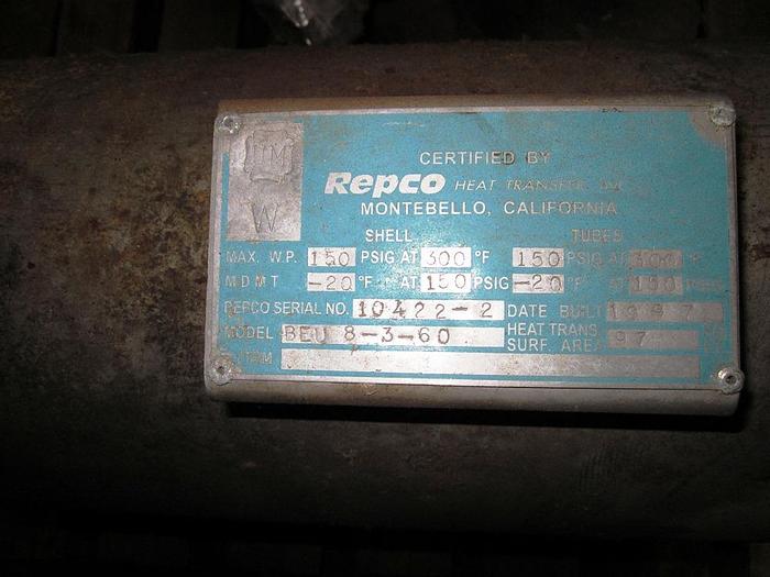 Used Beu 8-3-60 Heat Exchanger, Shell Max #28485