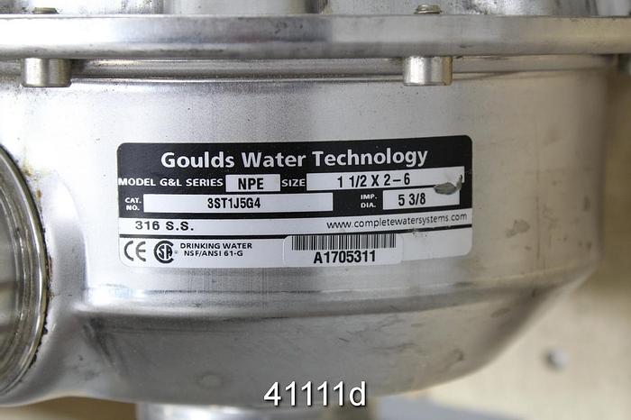 Unused Goulds NPE Single Stage Centrifugal Pump, 1.5x2x6 #41111