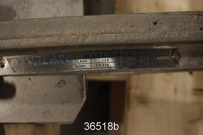 Used Velan 4" Hand Operated Knife Gate Valve #36518