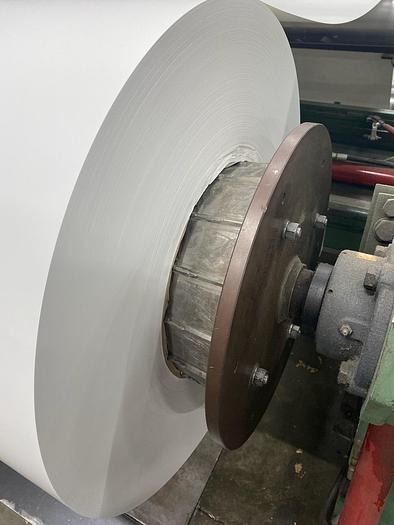 Used 72" WIDE POWELL SHAFTLESS FLOOR PICK UP UNWIND STAND - PENDING SALE