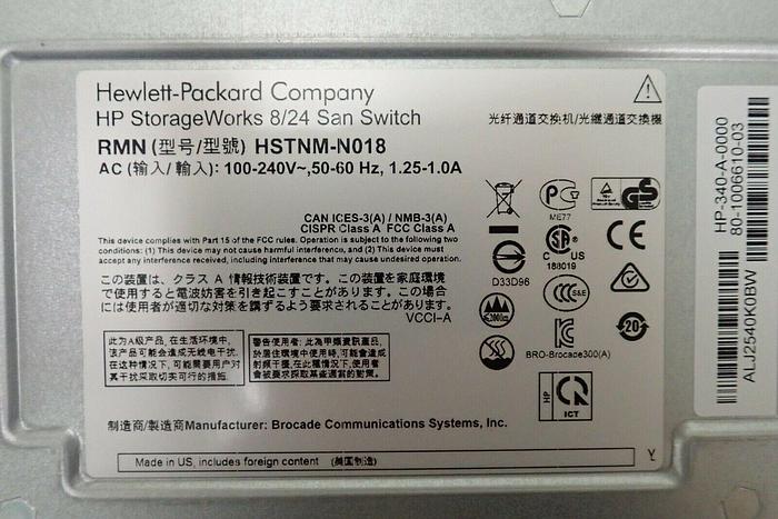 Used HP StorageWorks 8/24 24-Port AM868B HSTNM-N018 San Switch