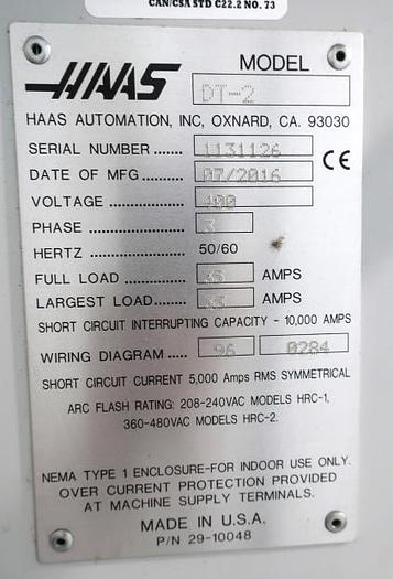 Used 2016 Haas DT-2