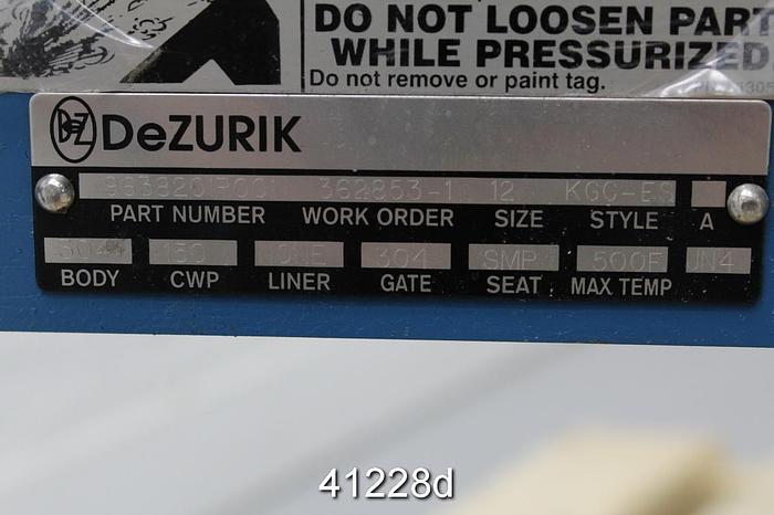 Unused Dezurik 12" Hand Operated Knife Gate Valve #41228