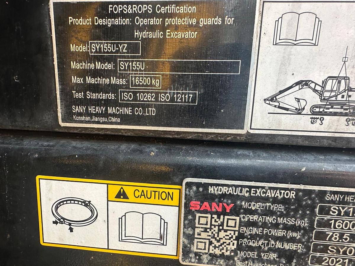 Used 2021 SANY SY155U EXCAVATOR