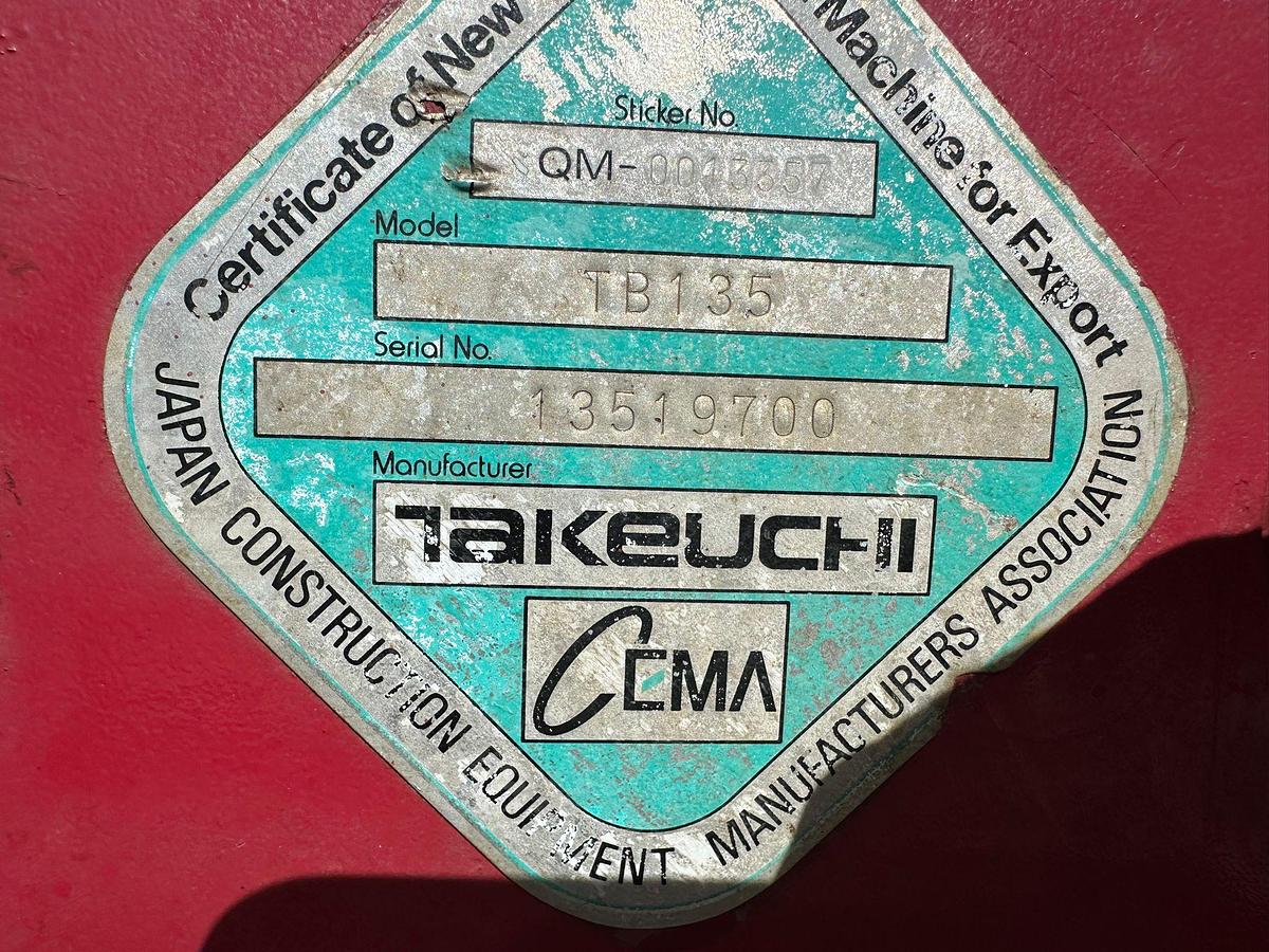 Used 2007 TAKEUCHI TB 135 EXCAVATOR