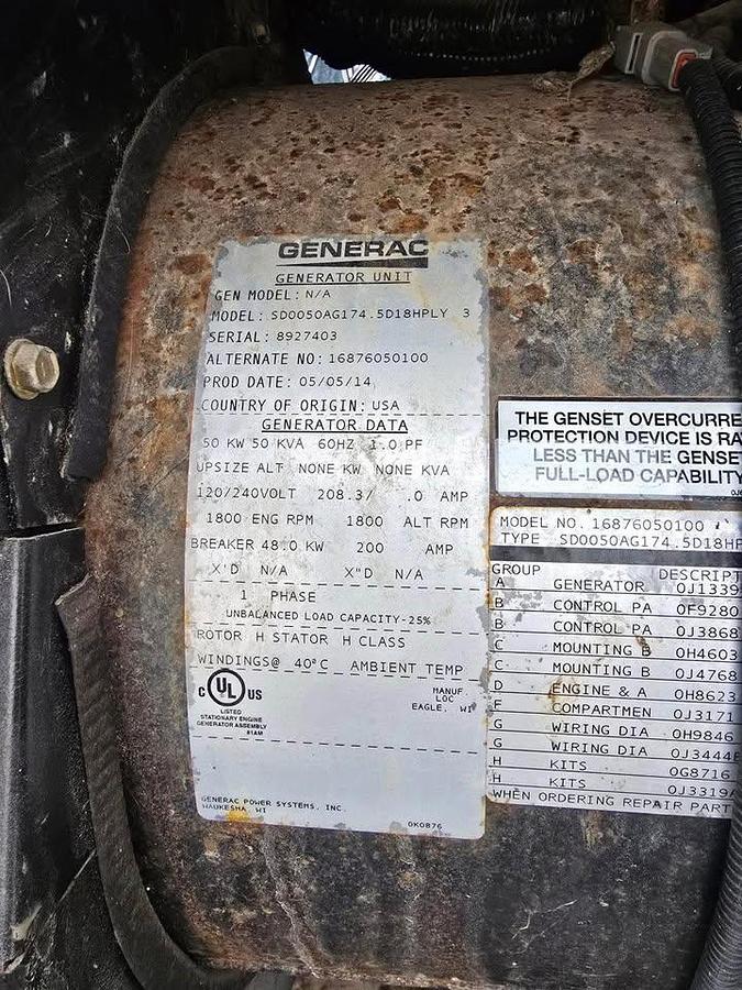 Used 2014 GENERAC GENERATOR NEW