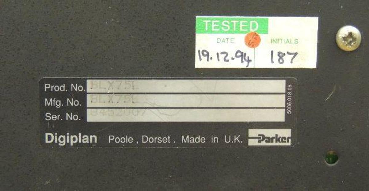 Used Used Parker Digiplan Brushless Servo System BLX75L BLX75