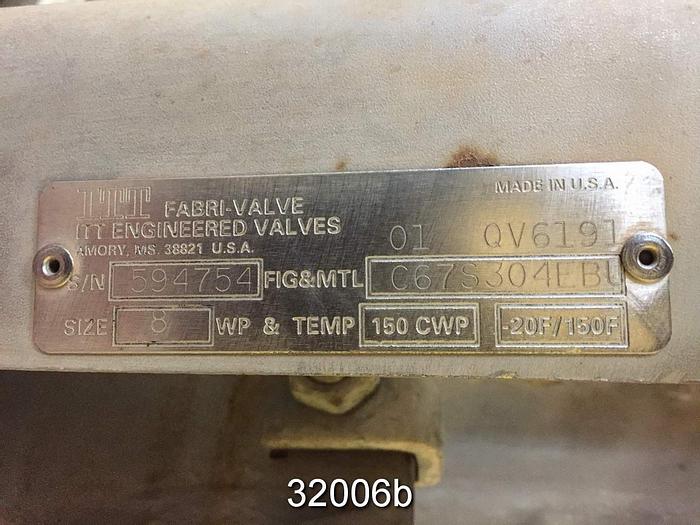 Used Fabri 8" Air Operated Knife Gate Valve #32006