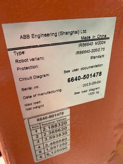 Used 2013 ABB IRB 6640 205/2.75