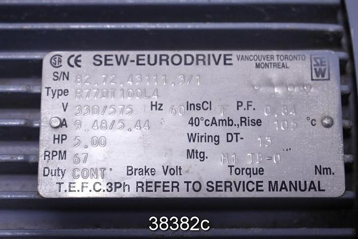 Used Sew-Eurodrive R77A Gear Drive, Ratio 25.23/1 #38382