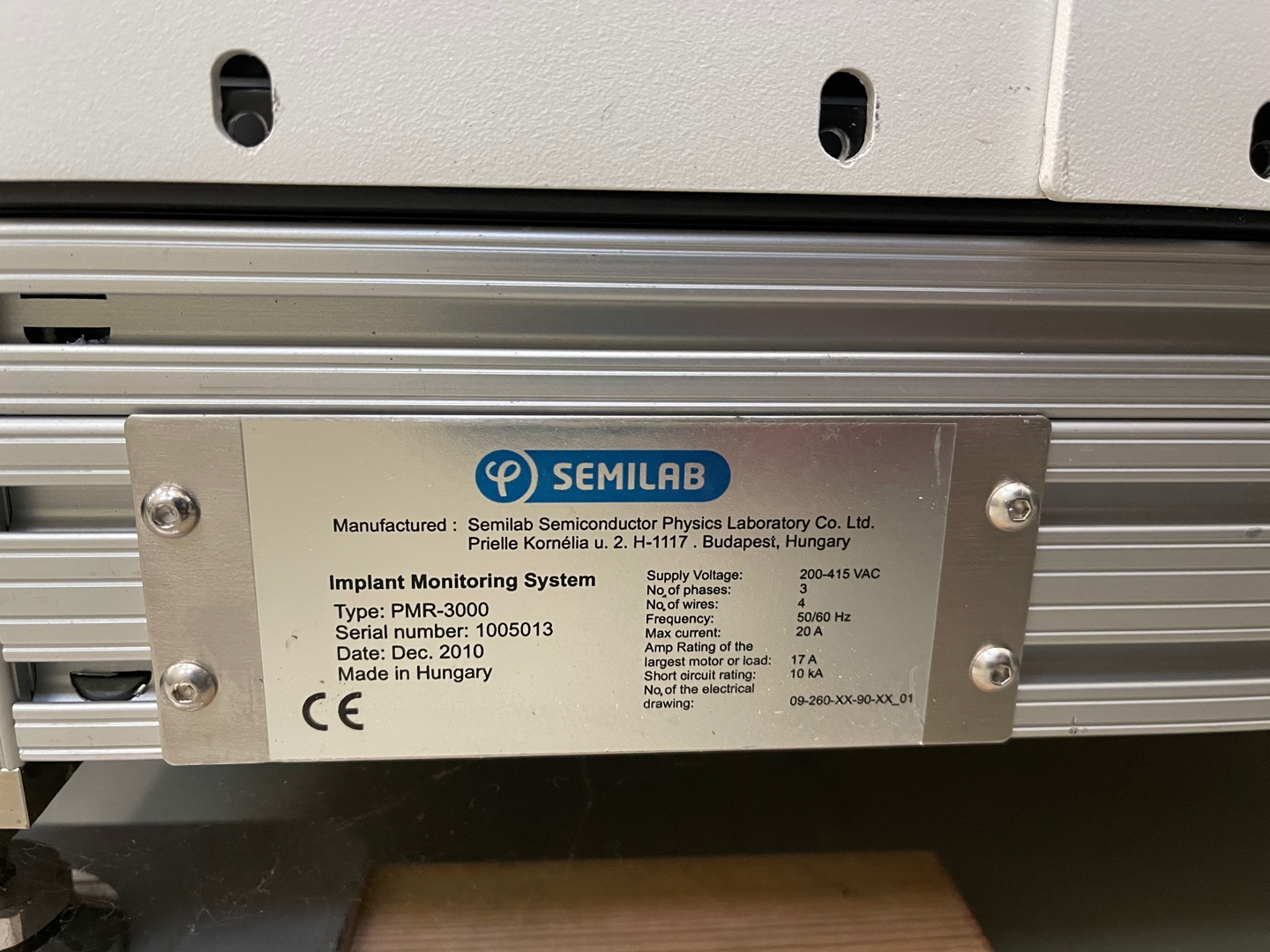 Used 2010 Semilab PMR-3000