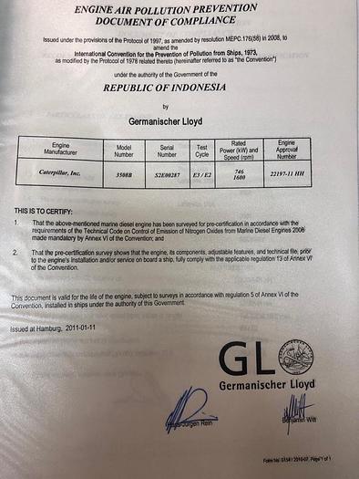 Caterpillar 3508 unused engine with reduction gear