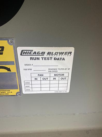 Used 125 HP Chicago Blower Fan  Size: 2700