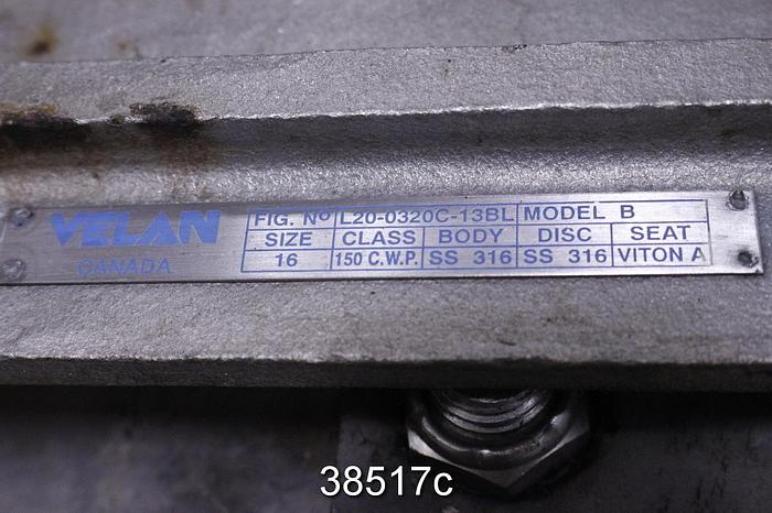 Used Velan B 16" Hand Operated Knife Gate Valve #38517