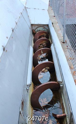 Used Left Angle Screw Conveyor, 7 Feet Long, 16 Inch Diameter Mild Steel Screw With Baldor 3 Hp, 208.230/460V, 1725 Rpm, 182Tc Frame Direct Drive Motor, Nord Gear Box Serial# 8005378725.00, Sk#4382Sc180Tc1-182Tc, Ratio 86,83, Torque 09454 Lb-In, Speed 20 Rpm,