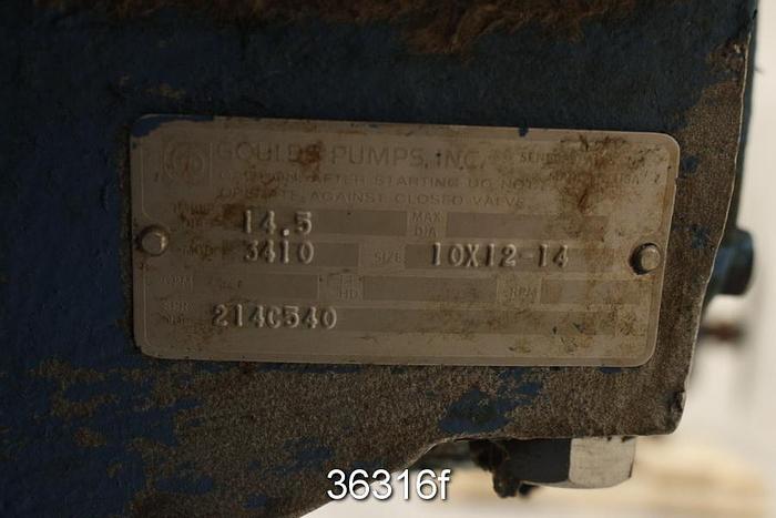 Used Goulds 3410 Split Case Pump, 10x12x14 #36316