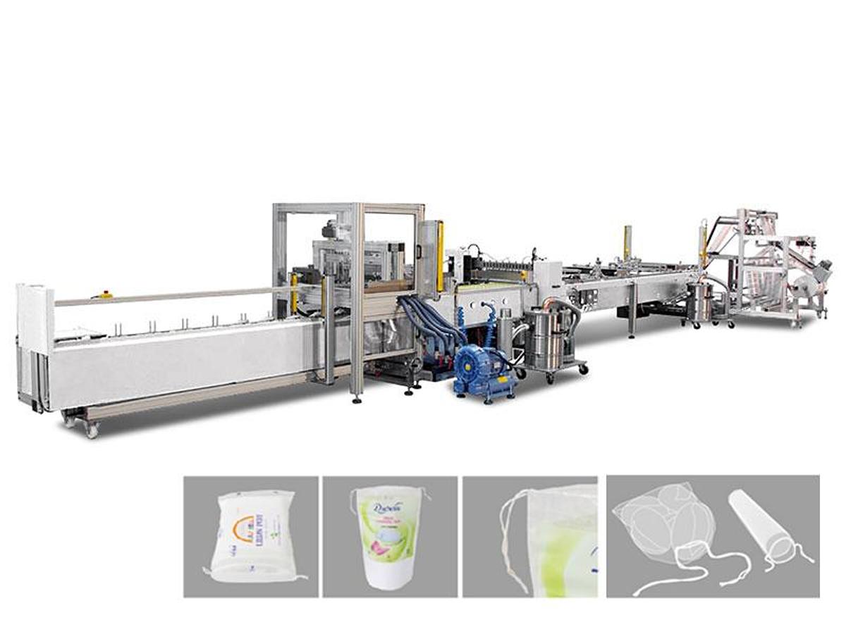 CW-800ATR Fully Automatic Knotted Cotton Drawstring Bag Making Machine