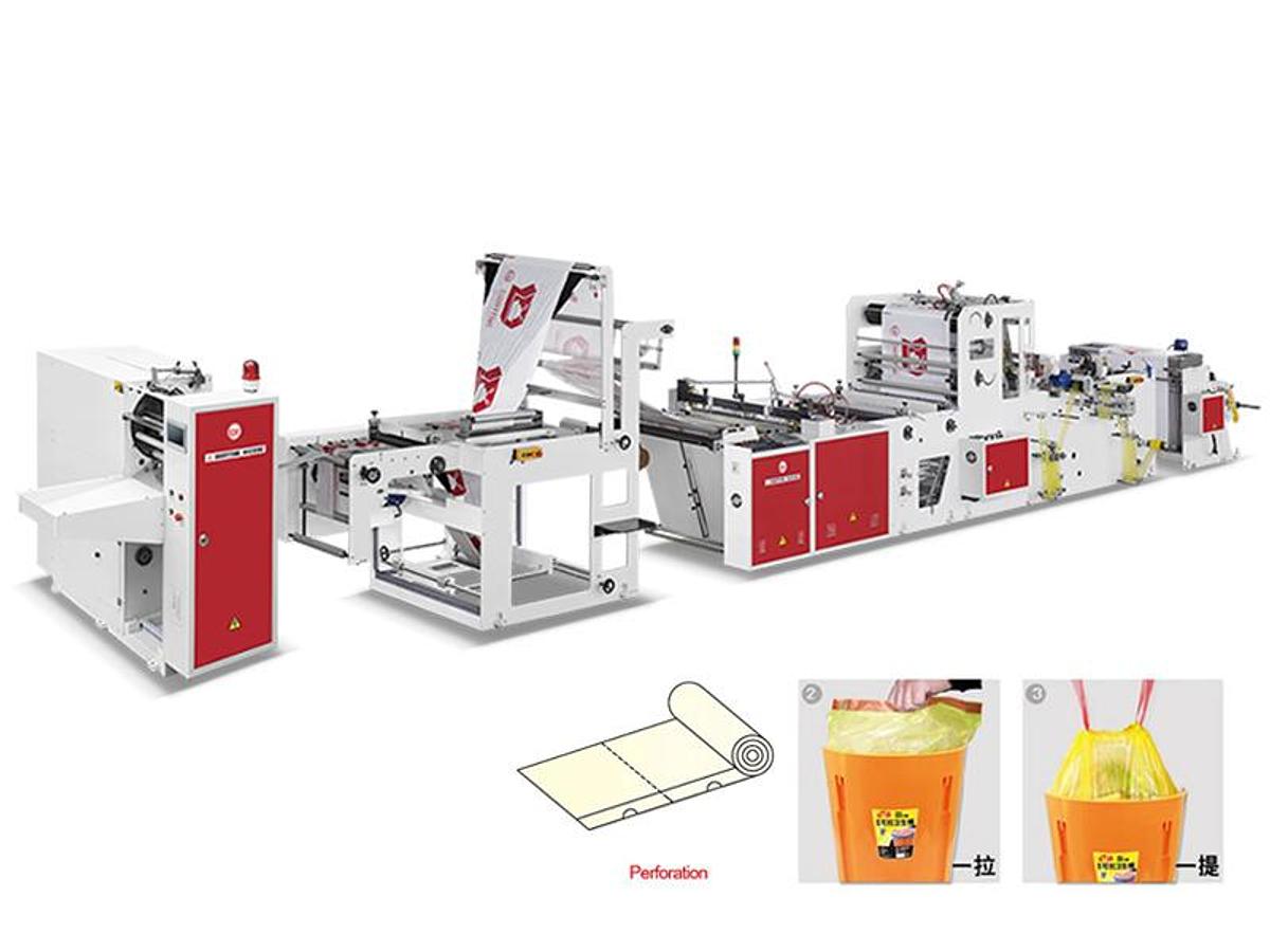 CW-1000PG Fully Automatic Draw Tape Garbage Bag Making Machine for Performation Bag-on-Roll