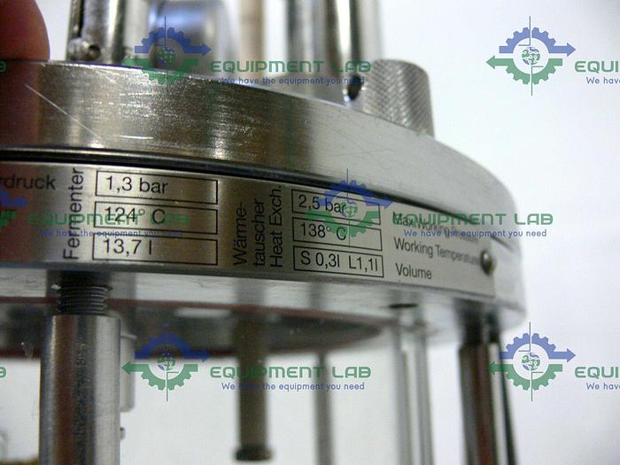 Used Braun 880 141/0 13.7L 1.3 bar 124C Schott Gerate Glass Bio Reactor + .75kW Motor