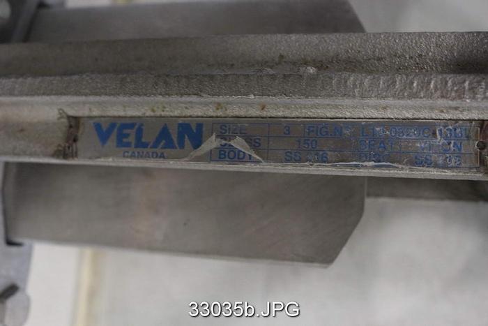 Used Velan 3" Hand Operated Knife Gate Valve #33035