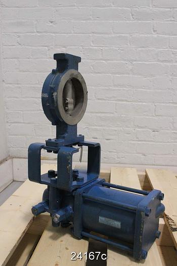 Used Neles Jamesbury  4" Neles Jamesbury Air Operated Butterfly Valve, Stainless Steel Body, Stainless Steel Shaft, Stainless Steel Butterfly, Stainless Steel Seat, 150 Lb Rating, Neles Jamesbury St 200B Actuator, No Positioner #24167