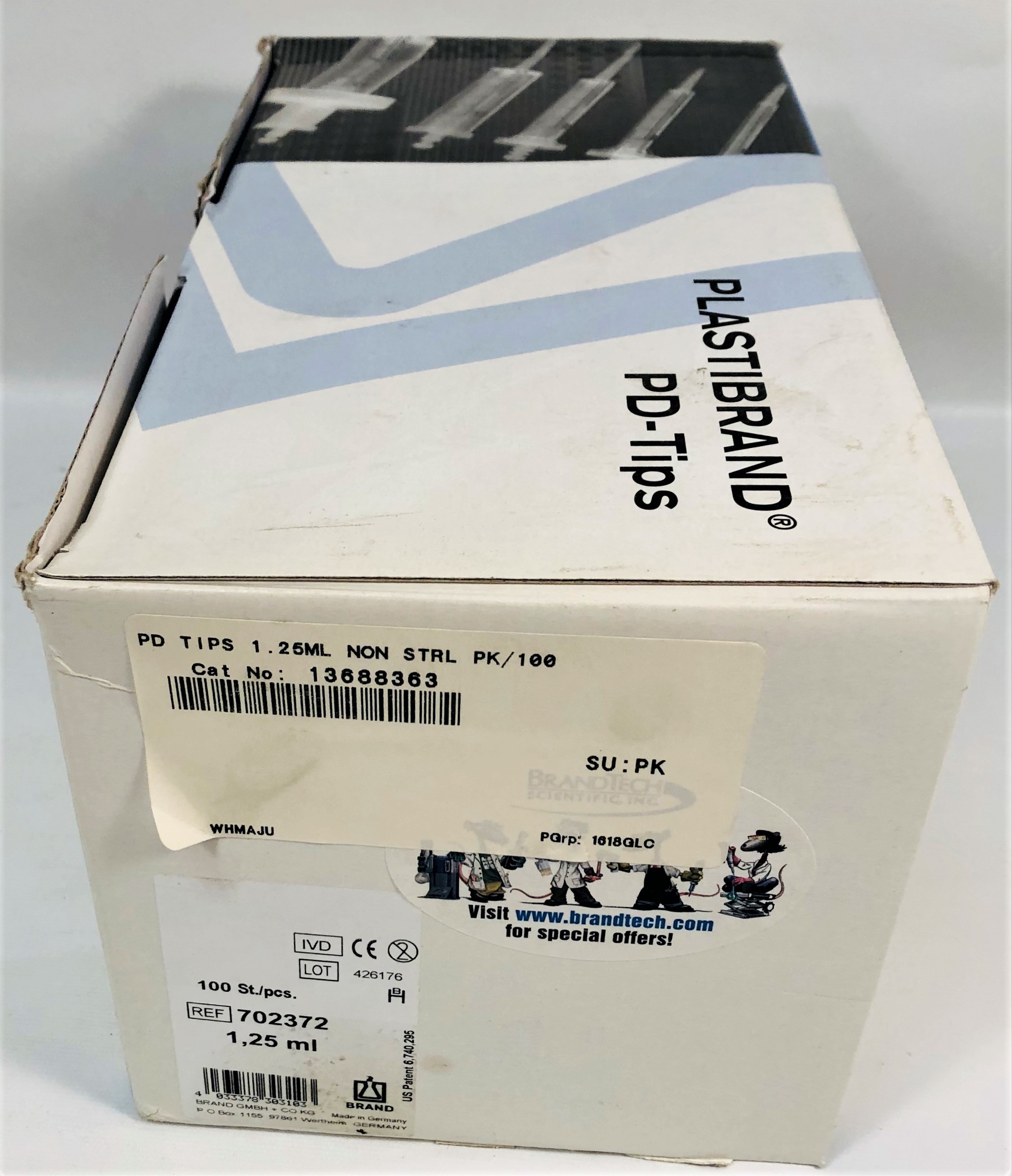 New Open Box BrandTech BRAND 702372 PD-Tips - 1.25mL (Box of 100)