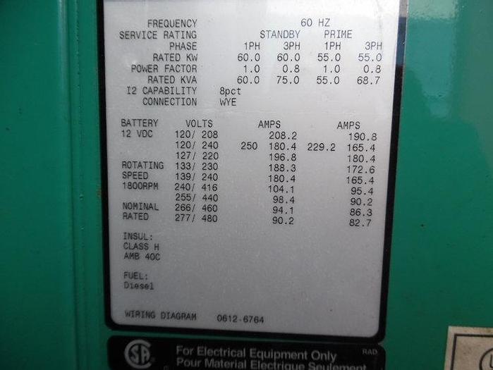 Used 2007 Cummins 60Kw generator
