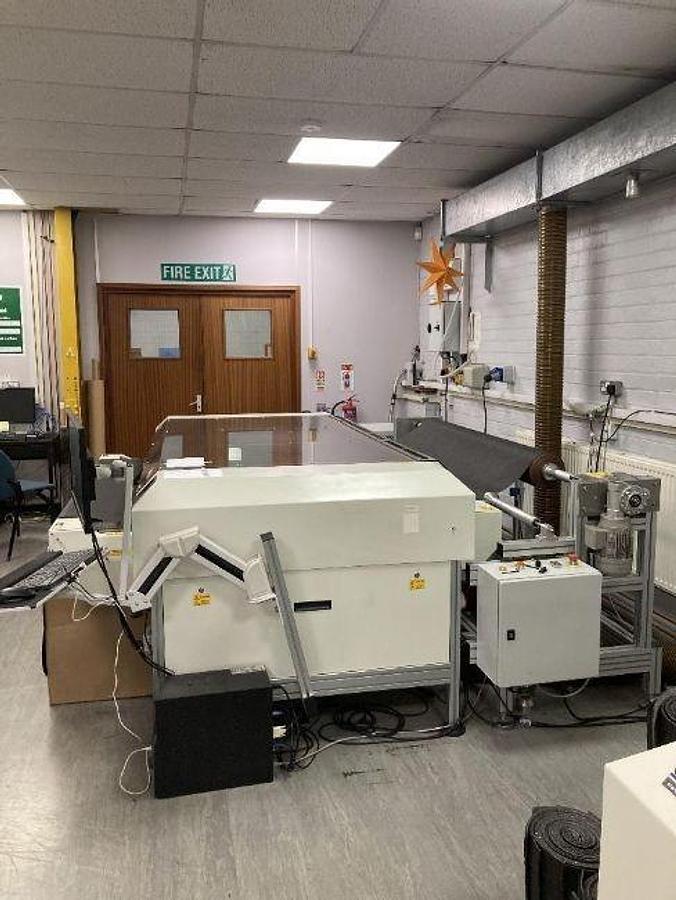 Used CadCam FB 18100 Conveyor Laser Cutting and Engraving Machine with ICS Cool Energy IC110 I-Chiller