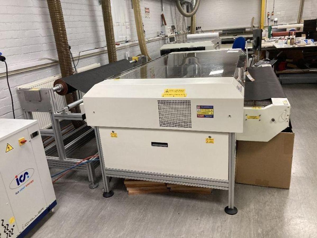 Used CadCam FB 18100 Conveyor Laser Cutting and Engraving Machine with ICS Cool Energy IC110 I-Chiller