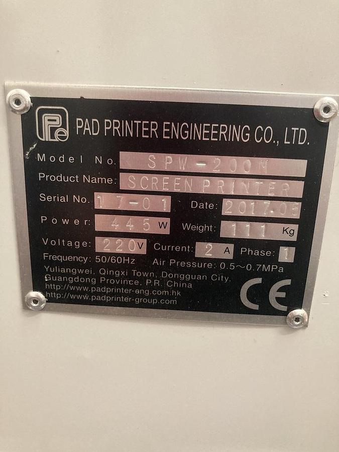 Used 2017 Pad Printer Engineering (Pad Print UK) SPW-200R - Semi Automatic Rotary Screen Printer