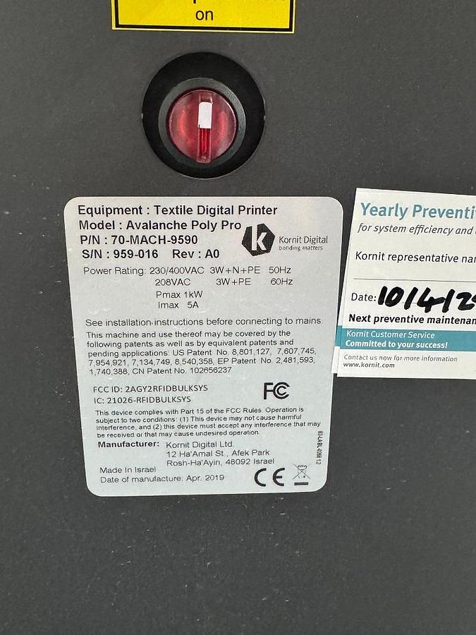 Used 2021 AMAYA Kornit Avalanche HD6 Poly Pro (