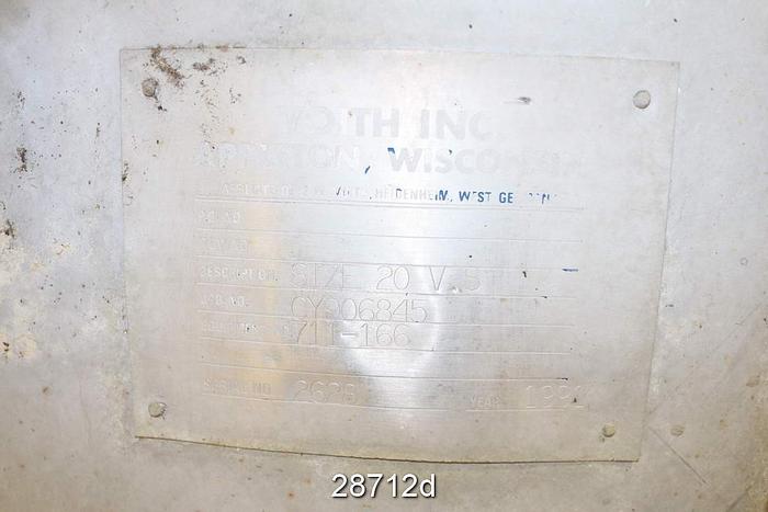 Used Voith VS 20 Pressure Screen #28712