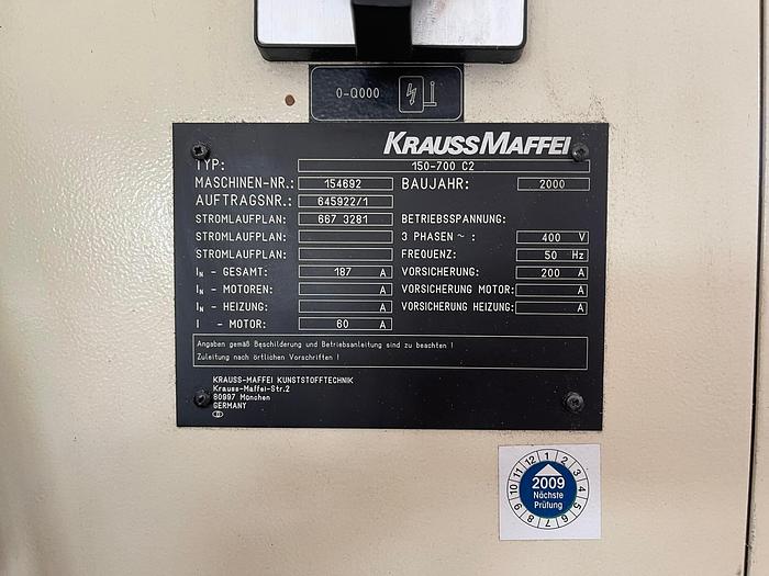 Used 2000 KRAUSS MAFFEI KM 150-700 CZ