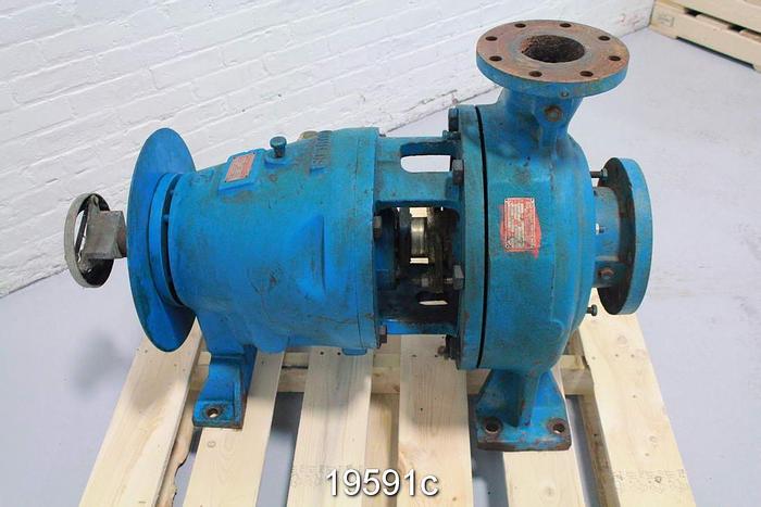 Used Goulds 3175 Pump, 4X6X14, 5-Vane Impeller, 13.62" Impeller Diameter, Ductile Iron Casing, Stainless Steel Suction Side Plate, Ductile Iron Stuffing Box, Stainless Steel Impeller, Packing #19591