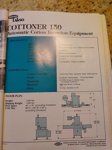 Used Lakso Mdl 150 cottoner