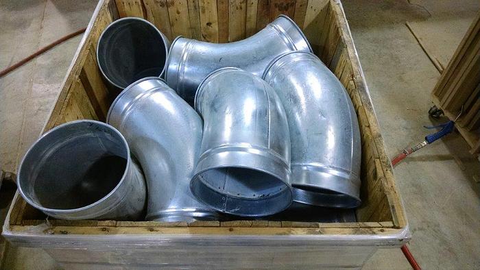 12" Dia. Clamp Together US Duct Rolled Lip 5' Pipe, RP12.G22, 5ft Long Straight, 22Ga Galvanized Steel Duct