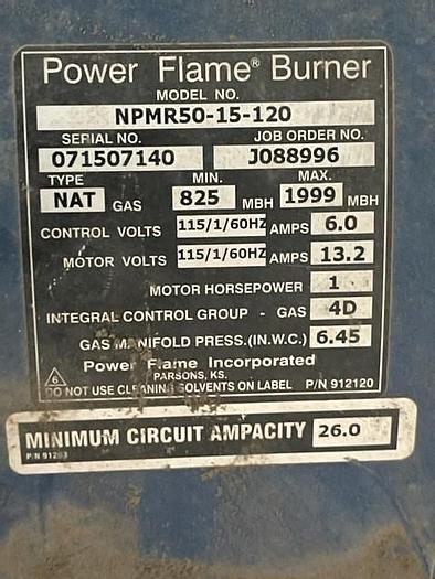 Used Superior Steam Boiler Model GMS-2000HP -45P