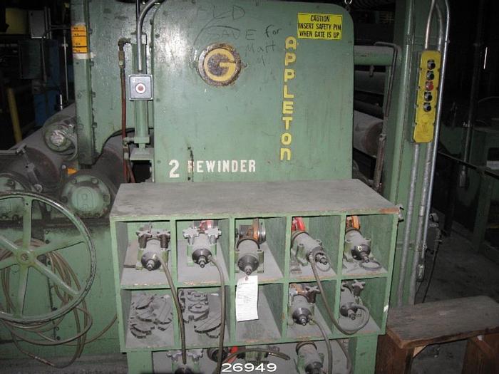 Used Appleton Machine Com  Appleton Two Drum Shafted Rewinder, With Air Shaft, 85" Drum Face. #26949