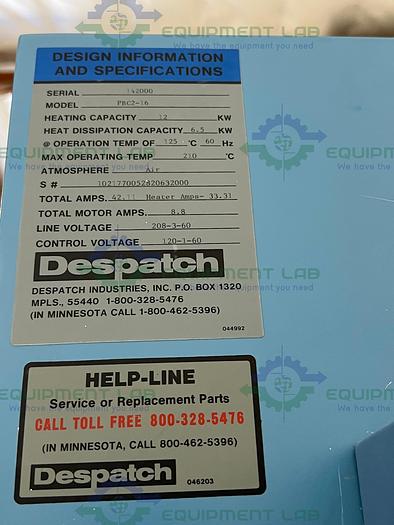 Used Despatch / Wakefield  PBC2-16 Burn In Oven 210°C  w/  Wakefield Equipment Rack