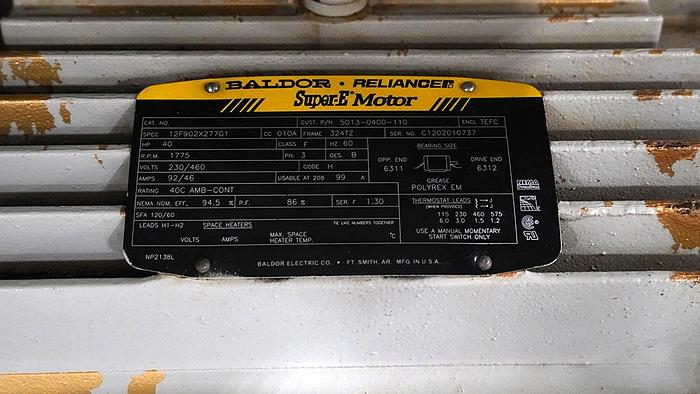 Used 2012 Dekker 40hp V-Max Liquid Ring Vacuum Pump