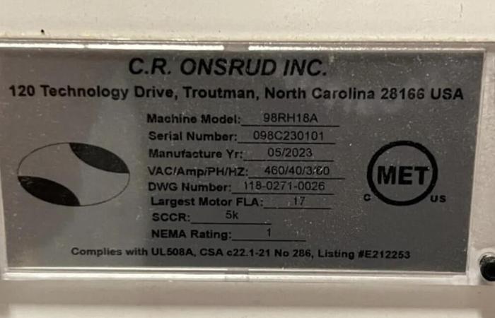 2023 C. R. Onsrud CNC Roller Hold Down with Automation