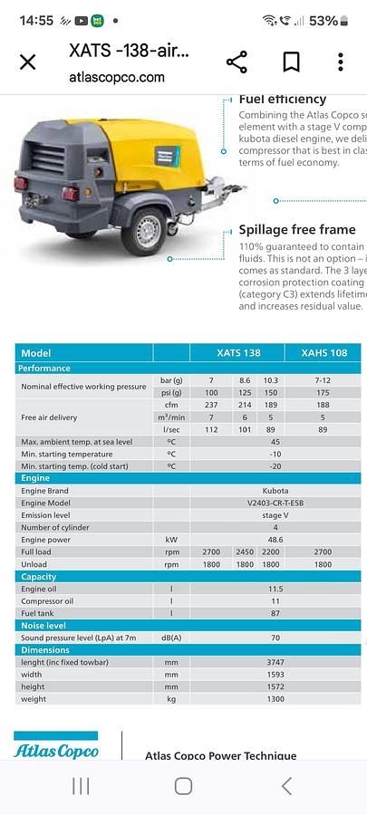 Used Atlas copco xasts 138