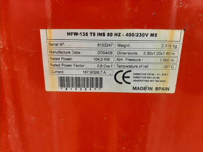 Used Himoinsa 135KVA