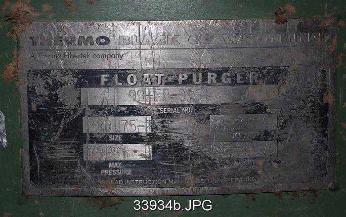 Used Black Clawson 75-25 Float Purger #33934