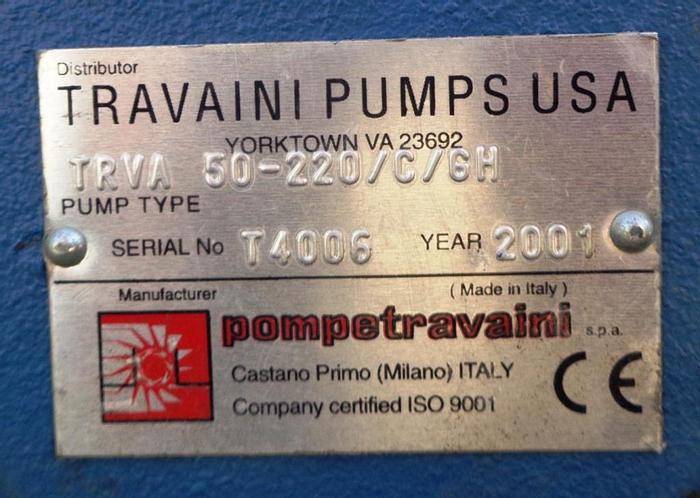 Used Pump, Vacuum, 15 HP, Liquid Ring, Travaini, 150 CFM #S743028