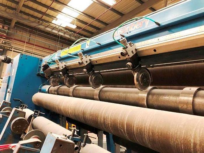Used 141" DUSENBERY DUPLEX CENTER SURFACE SLITTER REWINDER